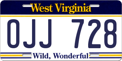 WV license plate OJJ728