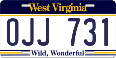 WV license plate OJJ731