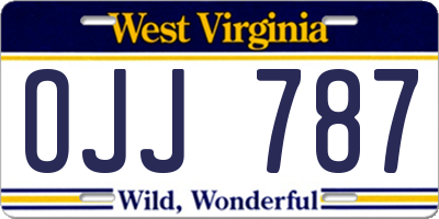 WV license plate OJJ787