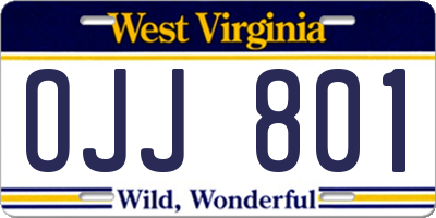 WV license plate OJJ801