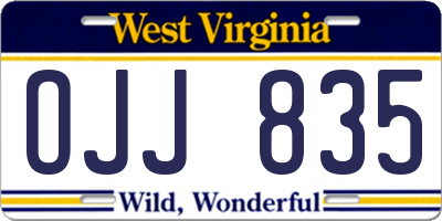WV license plate OJJ835