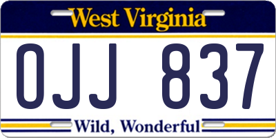 WV license plate OJJ837
