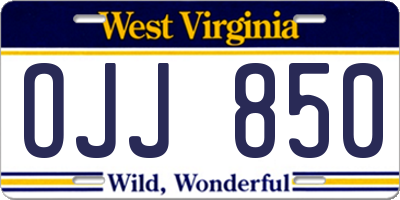 WV license plate OJJ850