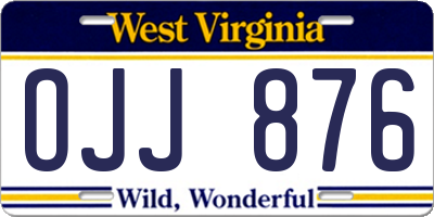WV license plate OJJ876