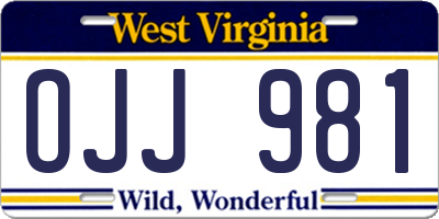 WV license plate OJJ981