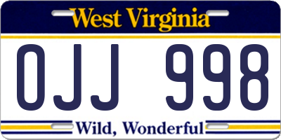 WV license plate OJJ998