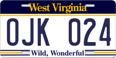 WV license plate OJK024