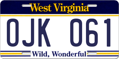 WV license plate OJK061