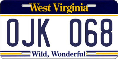 WV license plate OJK068