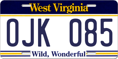 WV license plate OJK085