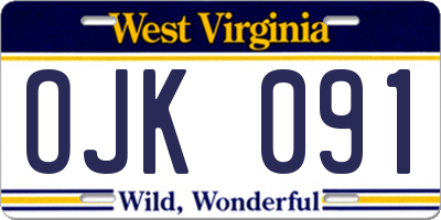 WV license plate OJK091