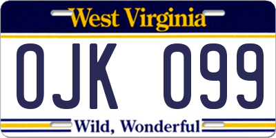 WV license plate OJK099