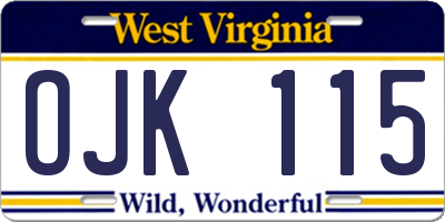 WV license plate OJK115