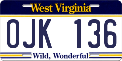 WV license plate OJK136