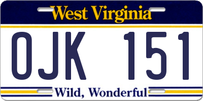 WV license plate OJK151