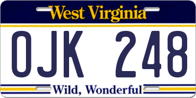 WV license plate OJK248