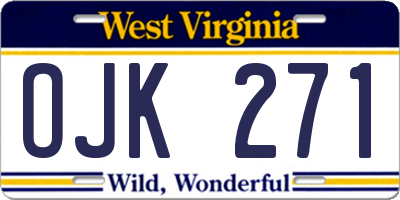 WV license plate OJK271