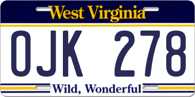 WV license plate OJK278
