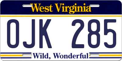WV license plate OJK285