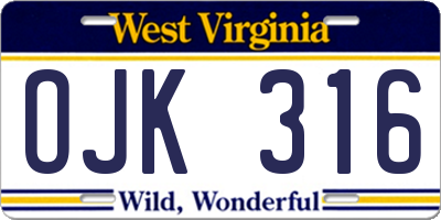 WV license plate OJK316