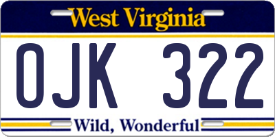 WV license plate OJK322