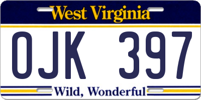 WV license plate OJK397