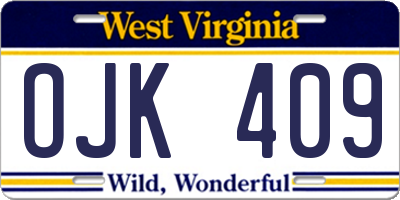 WV license plate OJK409