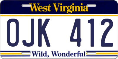 WV license plate OJK412