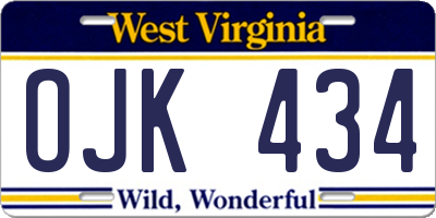 WV license plate OJK434