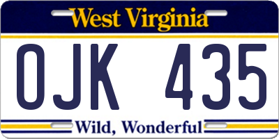 WV license plate OJK435