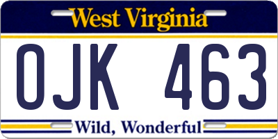 WV license plate OJK463