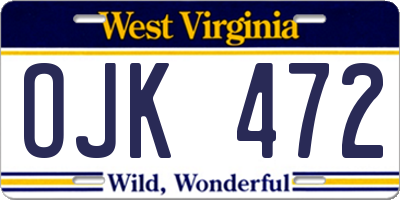 WV license plate OJK472