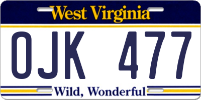 WV license plate OJK477