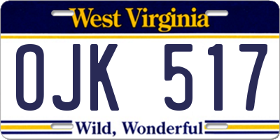 WV license plate OJK517