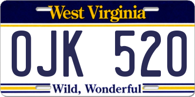 WV license plate OJK520