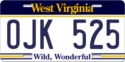 WV license plate OJK525