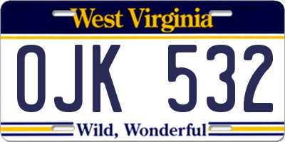 WV license plate OJK532