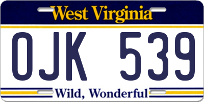 WV license plate OJK539