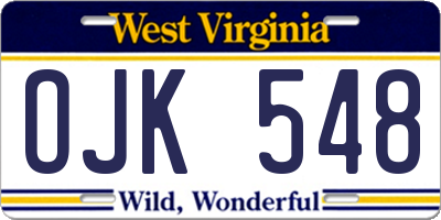 WV license plate OJK548