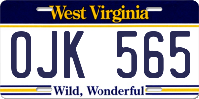 WV license plate OJK565