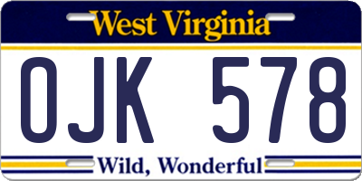 WV license plate OJK578