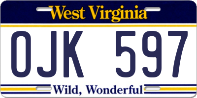 WV license plate OJK597