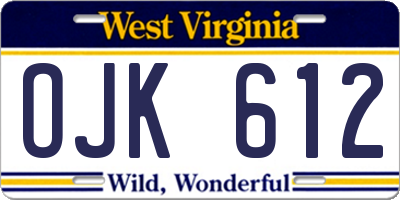 WV license plate OJK612
