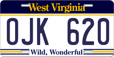 WV license plate OJK620