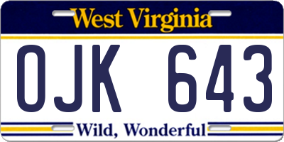 WV license plate OJK643