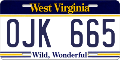 WV license plate OJK665