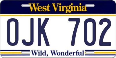 WV license plate OJK702