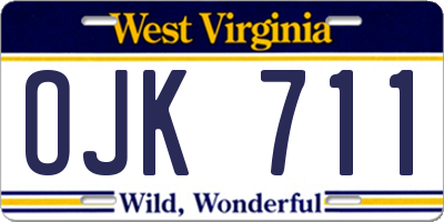 WV license plate OJK711