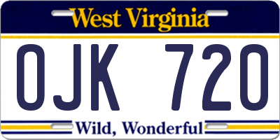 WV license plate OJK720
