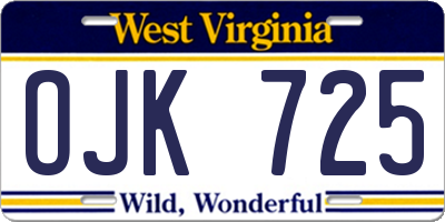 WV license plate OJK725